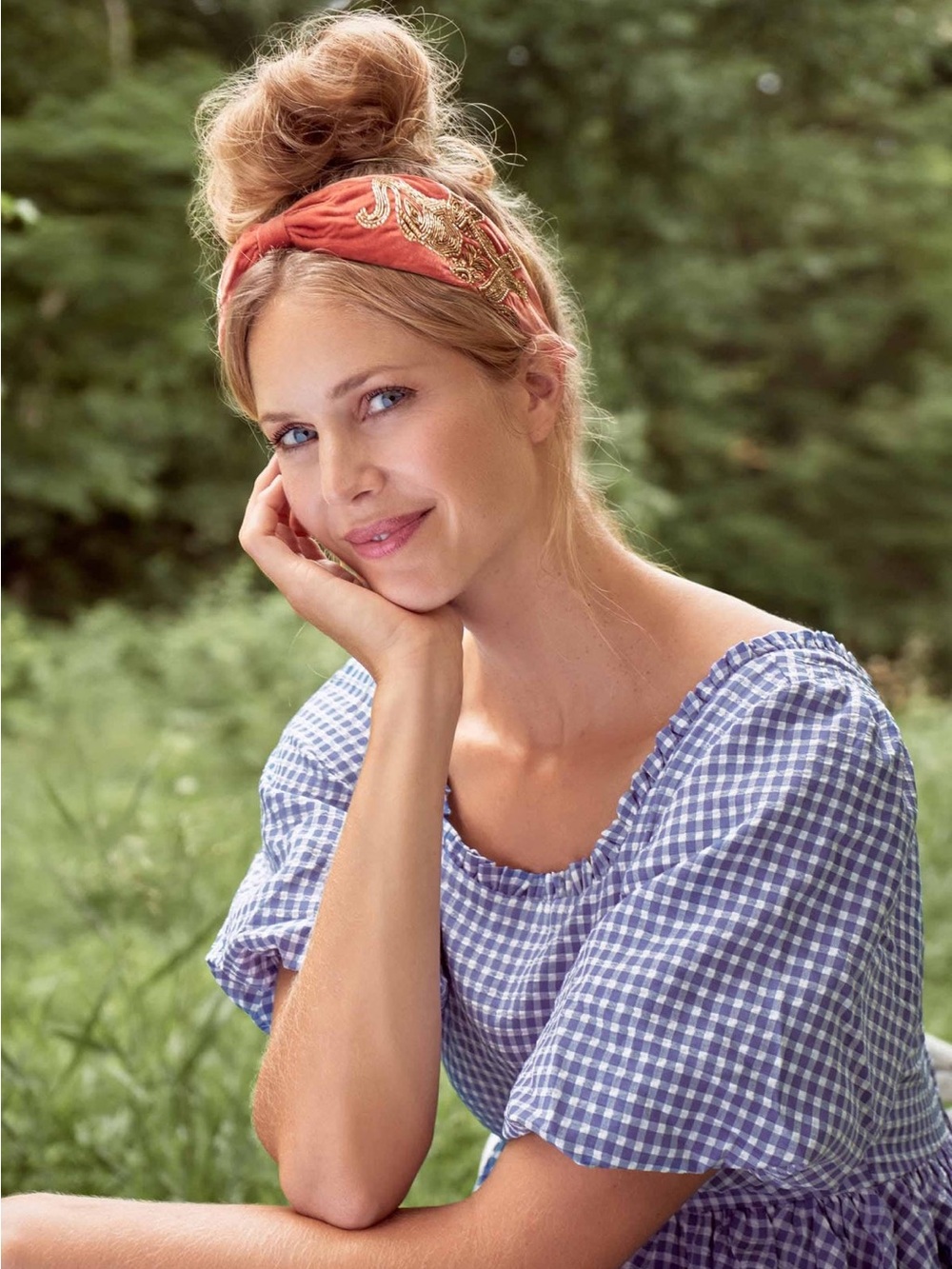 Powder UK Beaded Elephant Velvet Headband in Terracotta - NWT